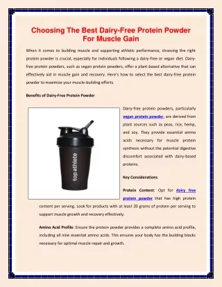 Choosing The Best Dairy-Free Protein Powder For Muscle Gain