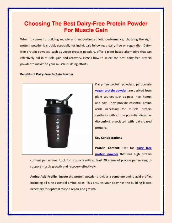 Ppt choosing the best dairy free protein powder for muscle gain