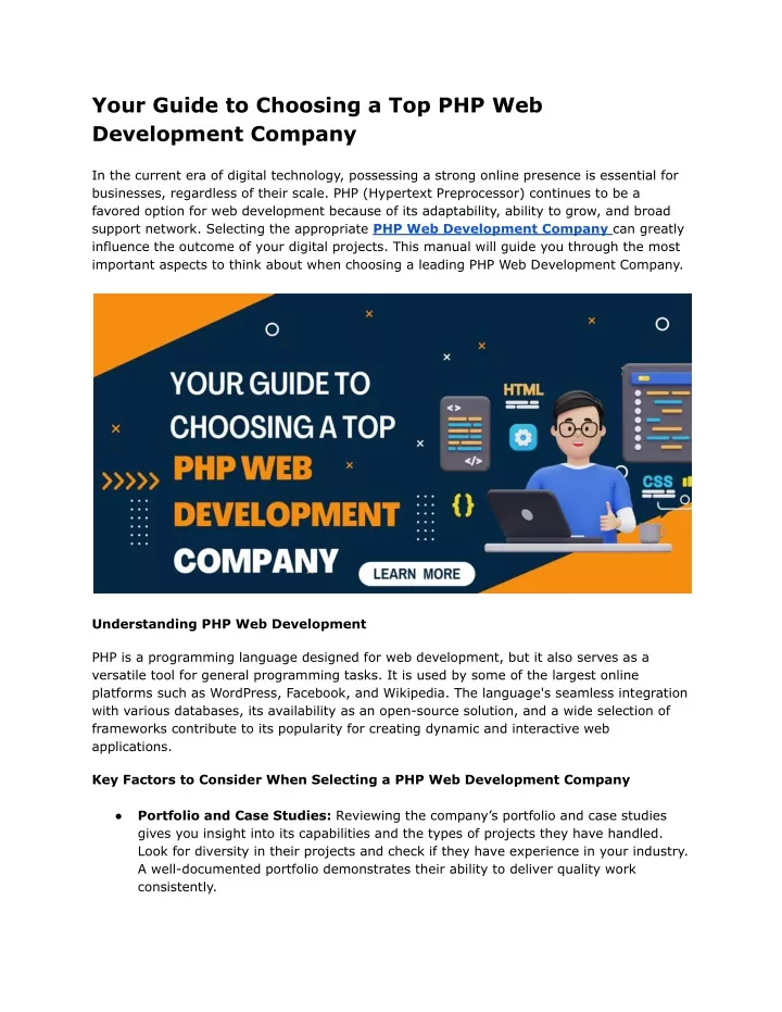 your guide to choosing a top php web development