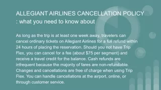 allegiant airlines cancellation policy what