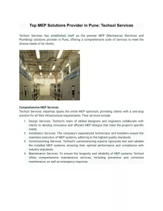 Top MEP Solutions Provider in Pune_ Techsol Services