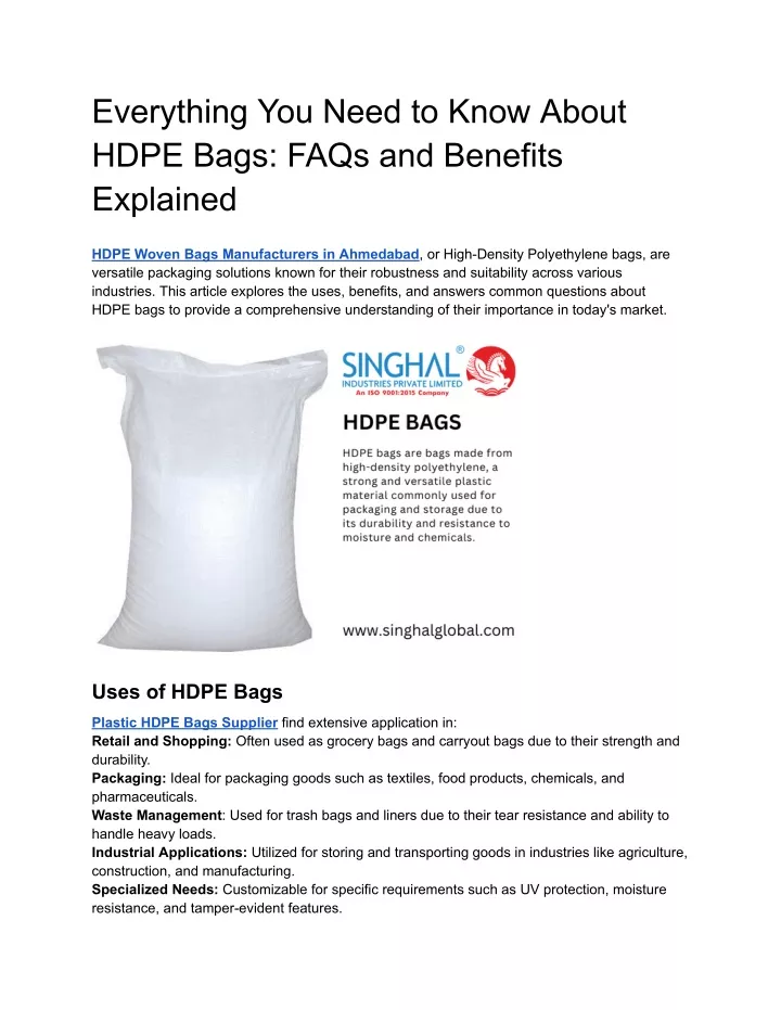 everything you need to know about hdpe bags faqs