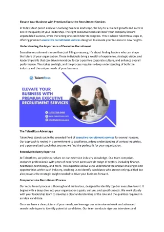Elevate Your Business with Premium Executive Recruitment Services