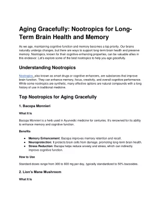 aging gracefully nootropics for long term brain