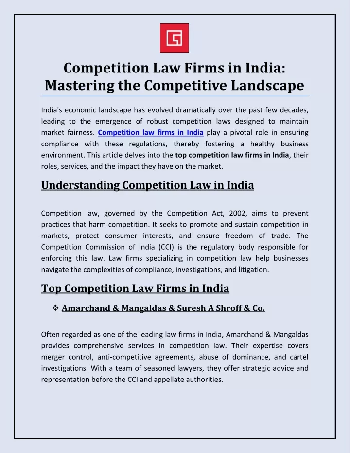 competition law firms in india mastering