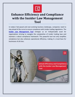 Enhance Efficiency and Compliance with the Insider Law Management Tool