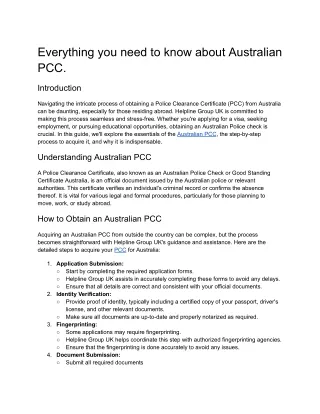 Everything you need to know about Australian  PCC