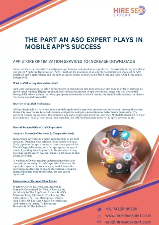 The Part An ASO Expert Plays In A Mobile App's Success