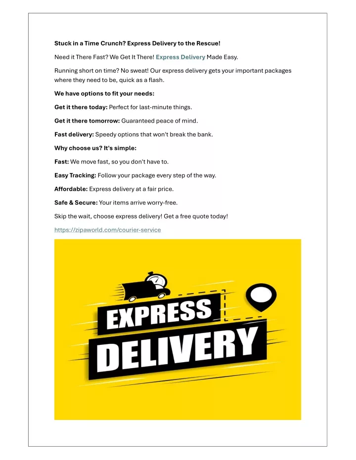 stuck in a time crunch express delivery