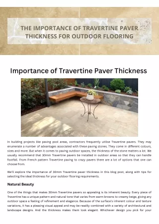 The Importance of Travertine Paver Thickness for Outdoor Flooring