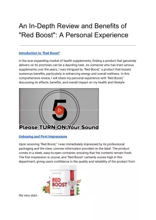 An In-Depth Review and Benefits of "Red Boost": A Personal Experience