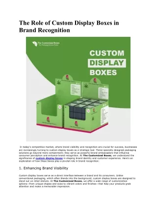 The Role of Custom Display Boxes in Brand Recognition