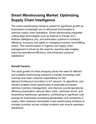 smart warehousing market optimizing supply chain