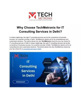 why choose techmetronix for it consulting