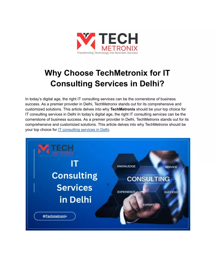 why choose techmetronix for it consulting