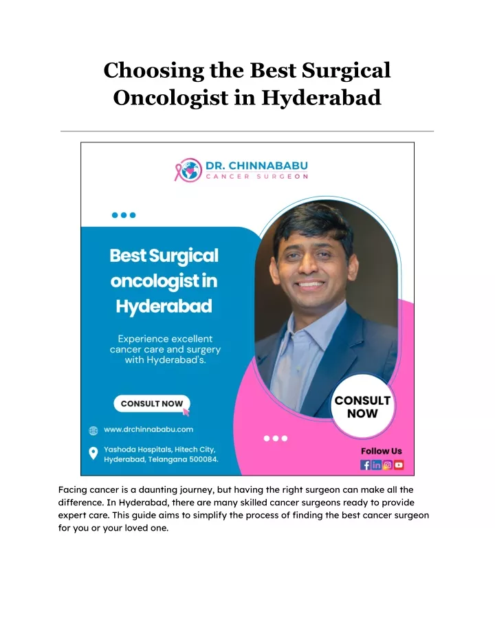 choosing the best surgical oncologist in hyderabad