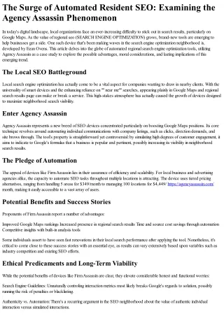 The Rise of Automated Local SEO: Examining the Agency Assassin