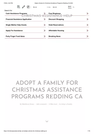 ADOPT A FAMILY FOR CHRISTMAS ASSISTANCE PROGRAMS RЕDDING CA