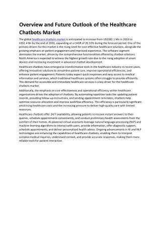 overview and future outlook of the healthcare