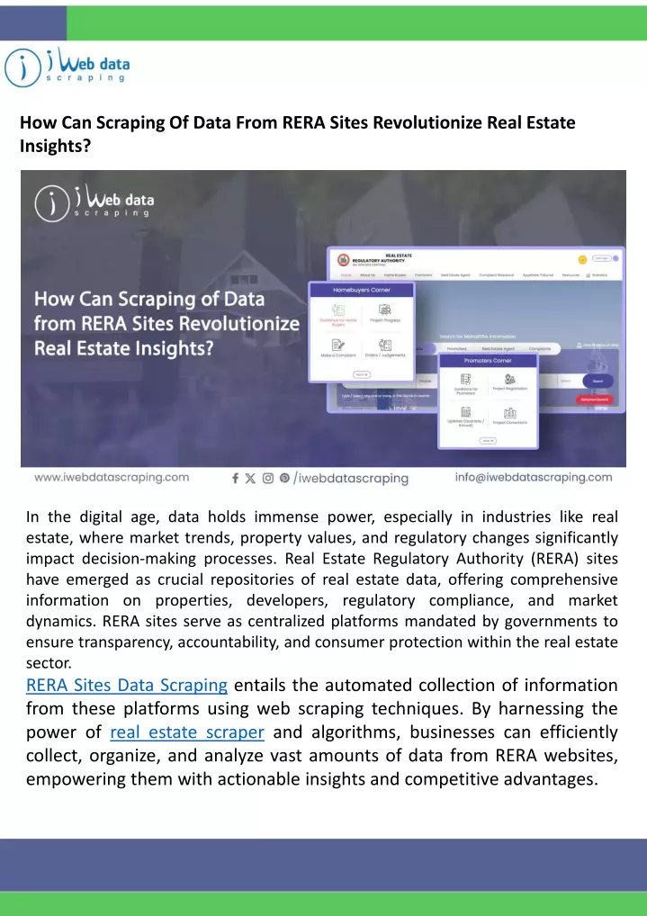 how can scraping of data from rera sites