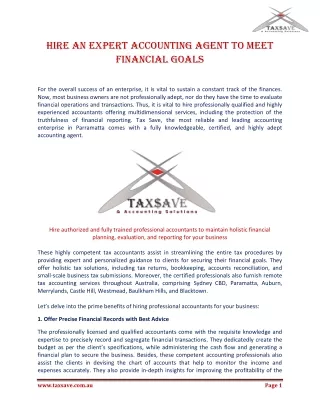 Hire an expert accounting agent to meet financial goals