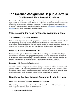 Top Science Assignment Help in Australia_ Your Ultimate Guide to Academic Excellence