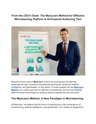 from the ceo s desk the maxlearn method