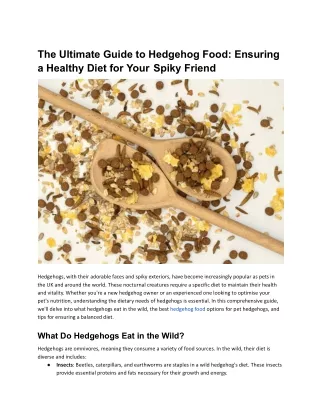 The Ultimate Guide to Hedgehog Food