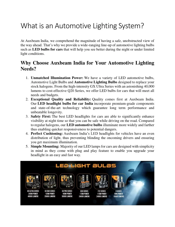 what is an automotive lighting system