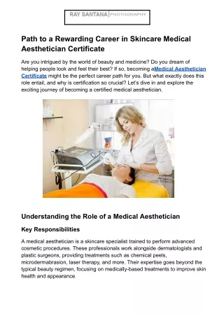 Path to a Rewarding Career in Skincare Medical Aesthetician Certificate