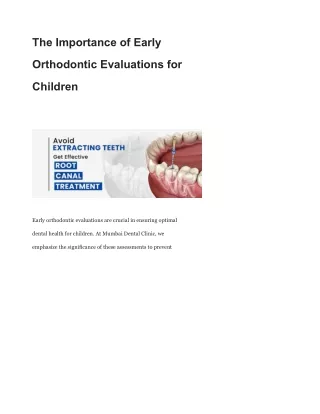 The Importance of Early Orthodontic Evaluations for Children