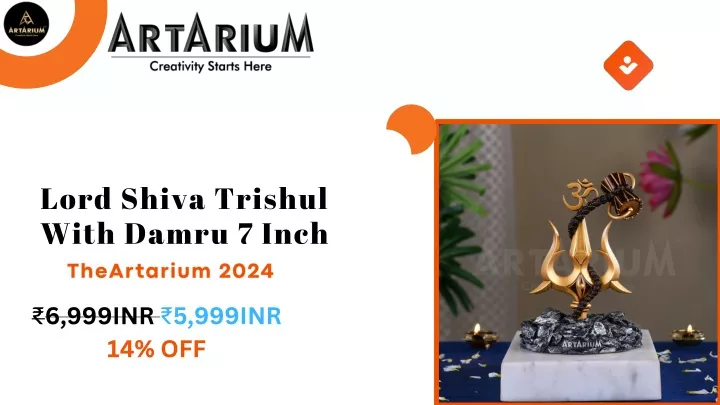 lord shiva trishul with damru 7 inch