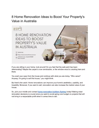 8 Home Renovation Ideas to Boost Your Property's Value in Australia