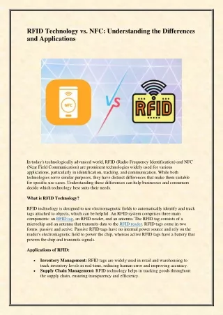 RFID Technology vs. NFC Understanding the Differences and Applications