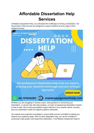 Affordable Dissertation Help Services