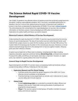 the science behind rapid covid 19 vaccine