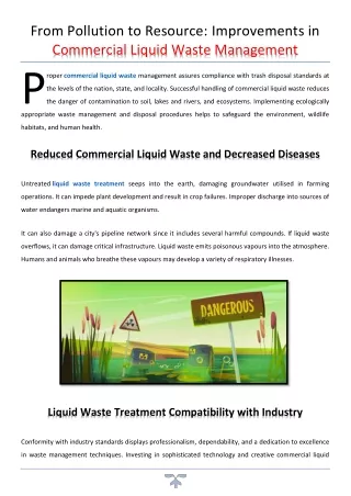 From Pollution to Resource Improvements in Commercial Liquid Waste Management