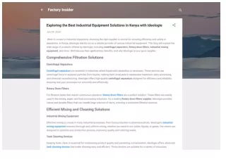 Exploring the Best Industrial Equipment Solutions in Kenya with Ideologie