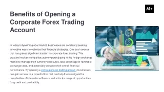 Benefits of Opening a Corporate Forex Trading Account