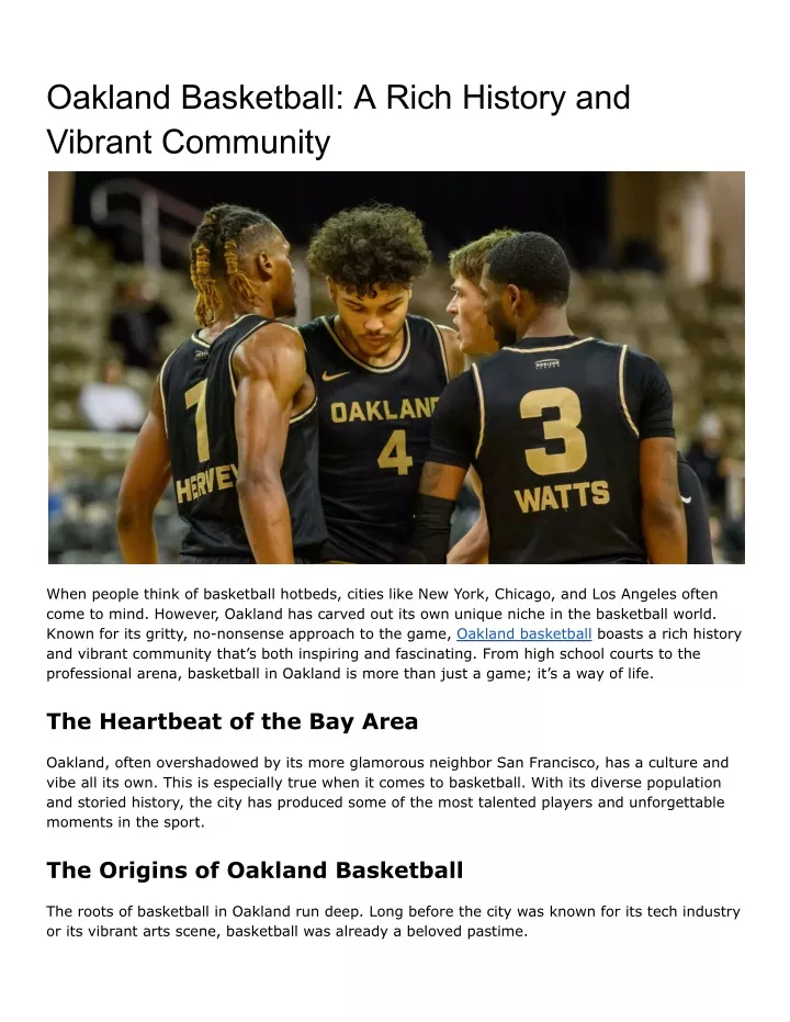 oakland basketball a rich history and vibrant