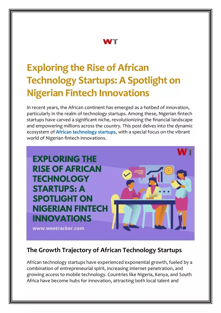 Ppt Exploring The Rise Of African Technology Startups A Spotlight On Nigerian Fintech 