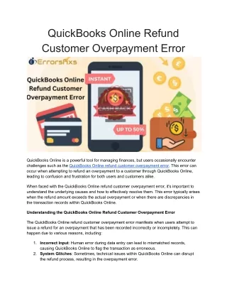 QuickBooks Online Refund Customer Overpayment Error