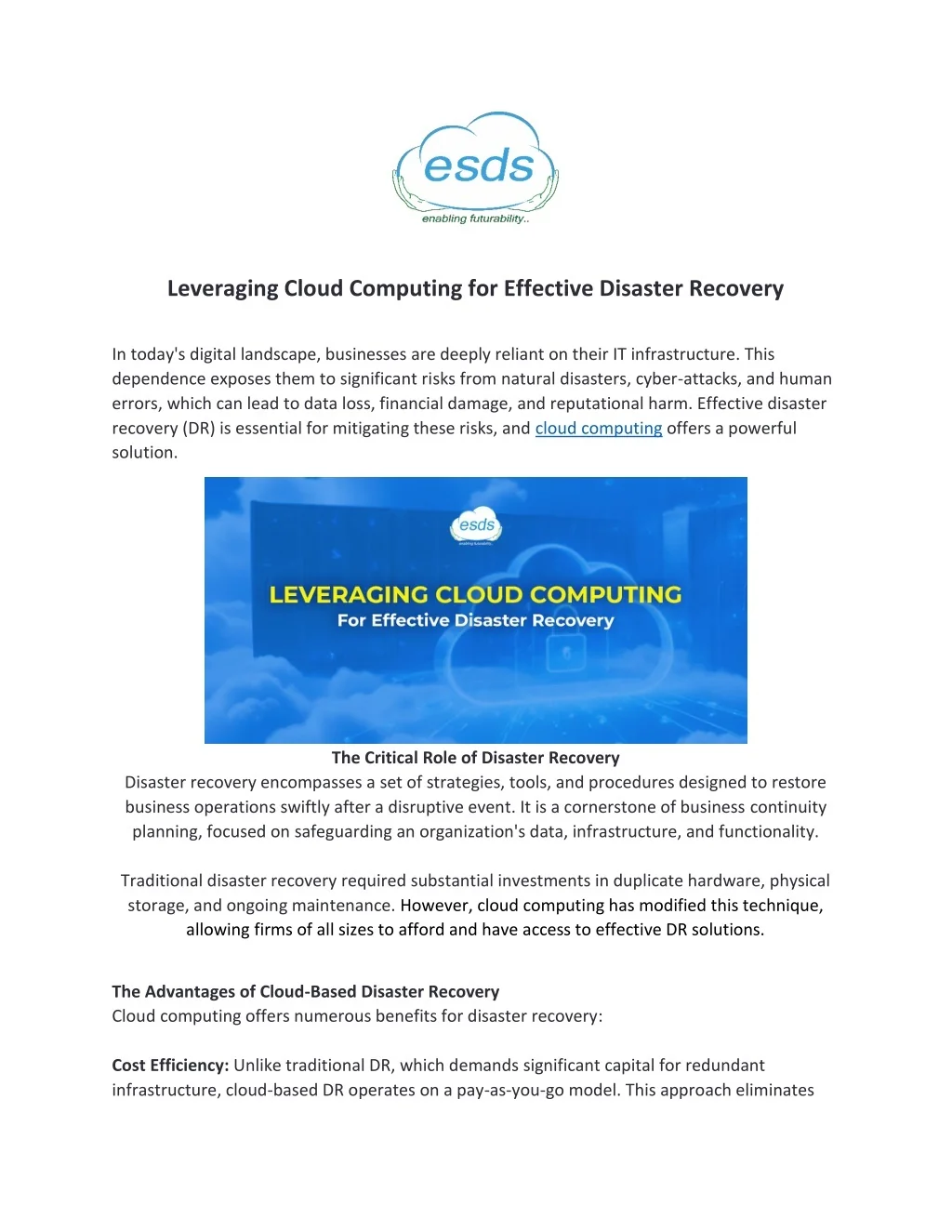 PPT - Leveraging Cloud Computing for Effective Disaster Recovery ...