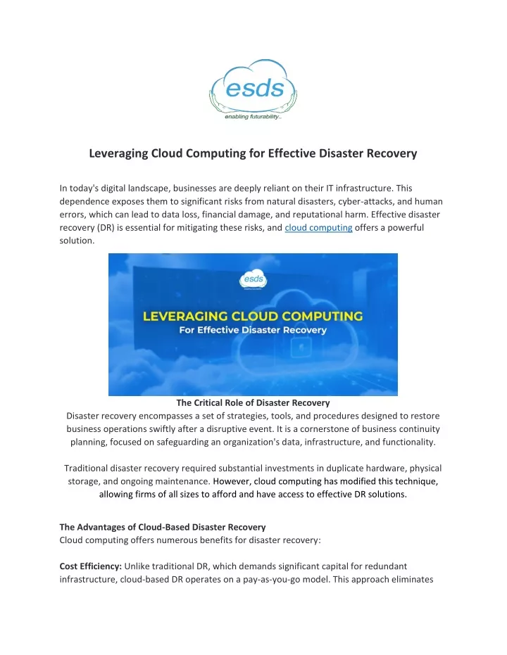 leveraging cloud computing for effective disaster