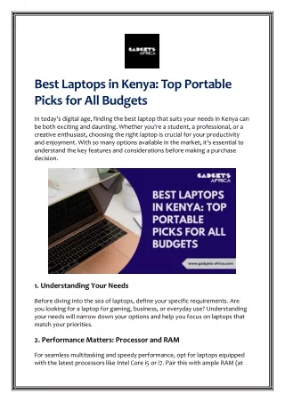 Best Laptops in Kenya - Top Portable Picks for All Budgets