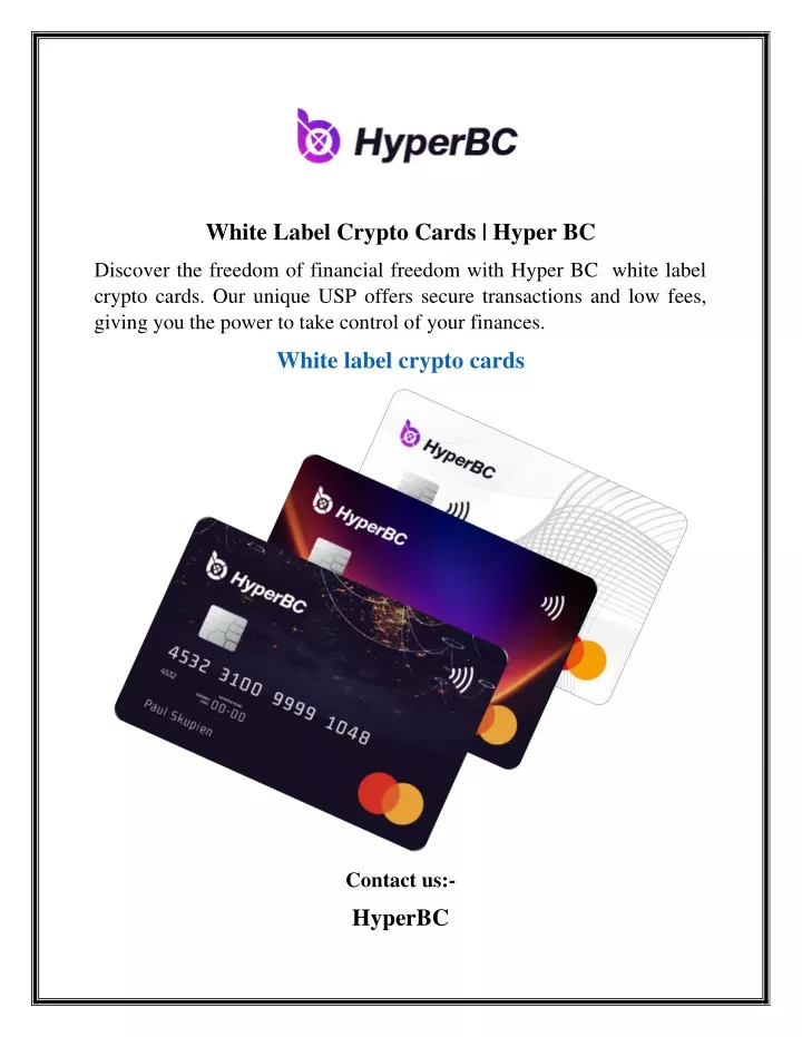 white label crypto cards hyper bc