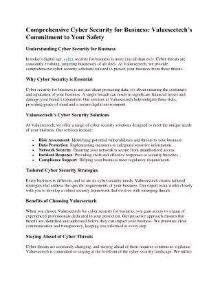 comprehensive cyber security for business