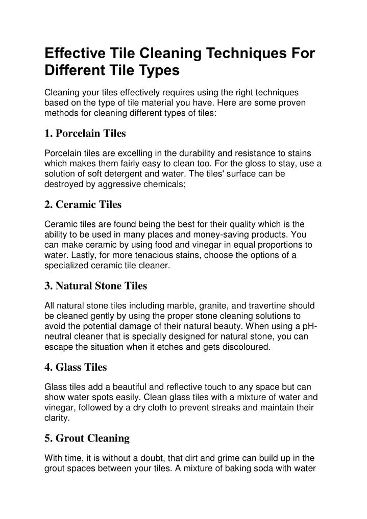 effective tile cleaning techniques for different