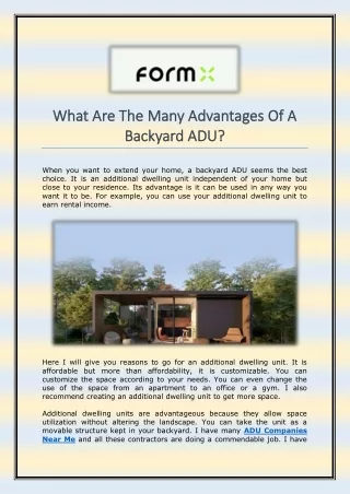 What Are The Many Advantages Of A Backyard ADU