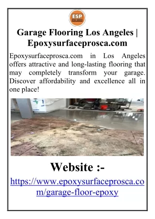 Polyaspartic Flooring Los Angeles | Epoxysurfaceprosca.com